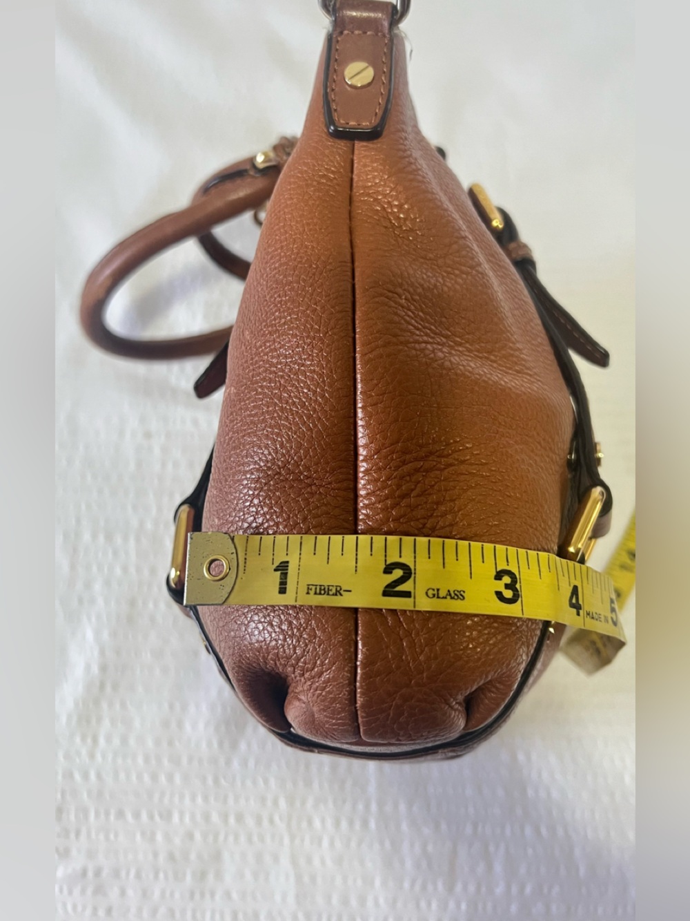 Michael Kors Cognac Pebbled Leather Satchel with Gold Hardware - Picture 9 of 12
